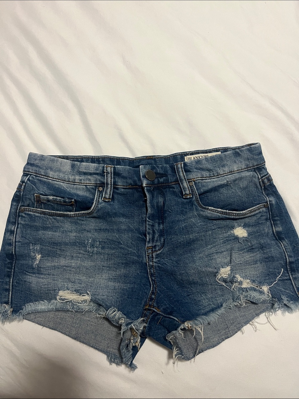 BlankNYC Distressed Blue Denim Cutoff Shorts